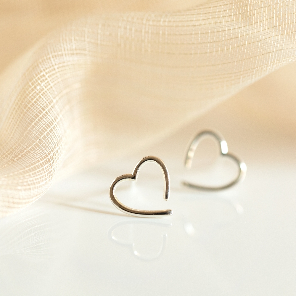 Open Heart Earrings (S925) - Picture 5 of 9